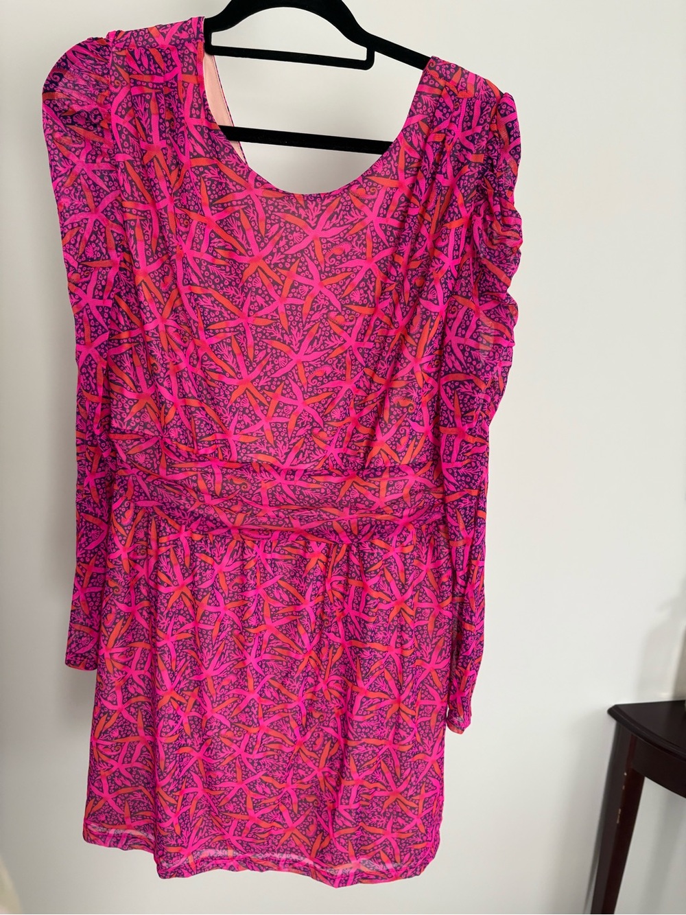 Lilly Pulitzer Hot Pink & Orange Patterned Long-Sleeve Mini Dress - Picture 2 of 7